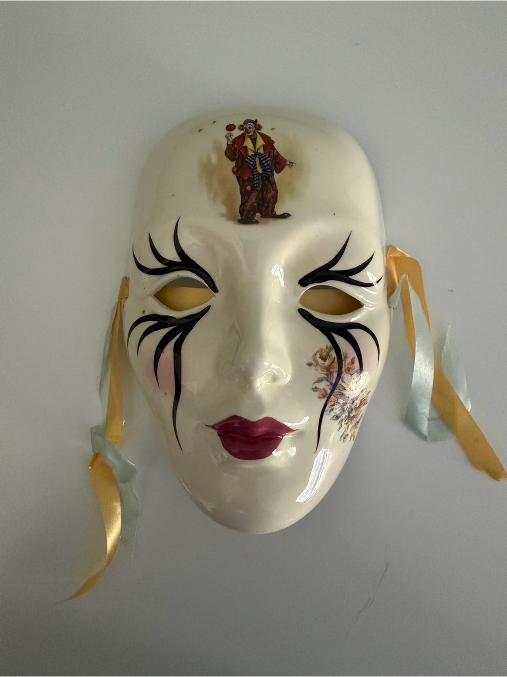 Vintage Hand Painted Dalili Ceramic Clown Mardi Gras Mask New Orleans Signed